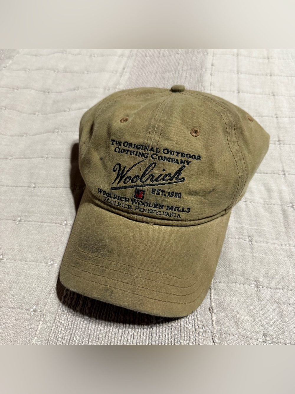 Woolrich Waxed Tan Adjustable Fleece Lined Hat